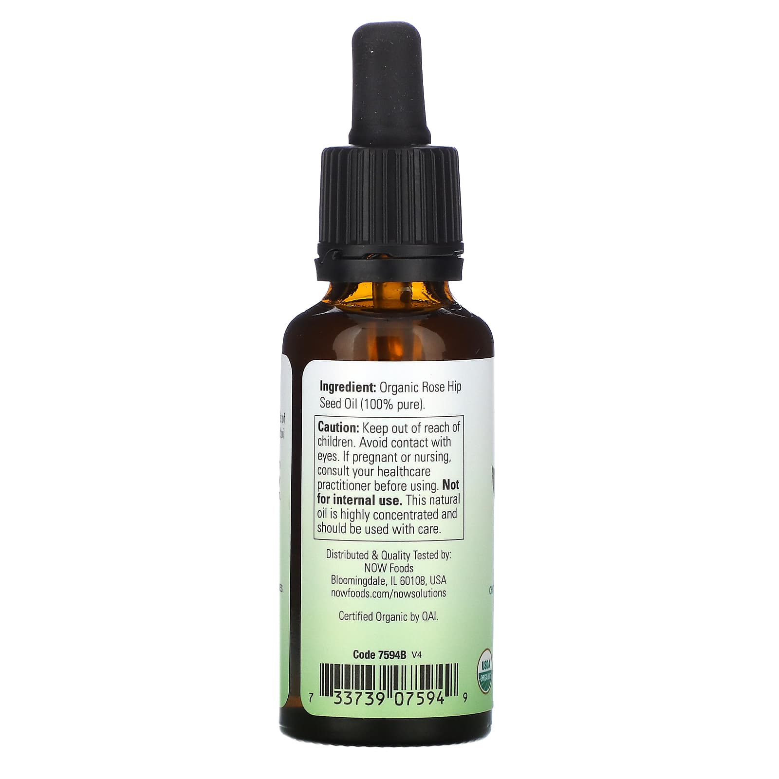 Now Foods, Organic Rose Hip Seed Oil, 1 OZ oil UPC 733739075949 | HiLife Vitamins