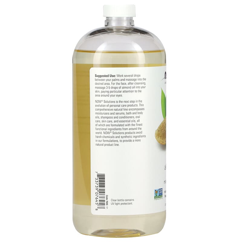 Now Foods, ALMOND OIL, 32 OZ UPC 733739076458 | HiLife Vitamins