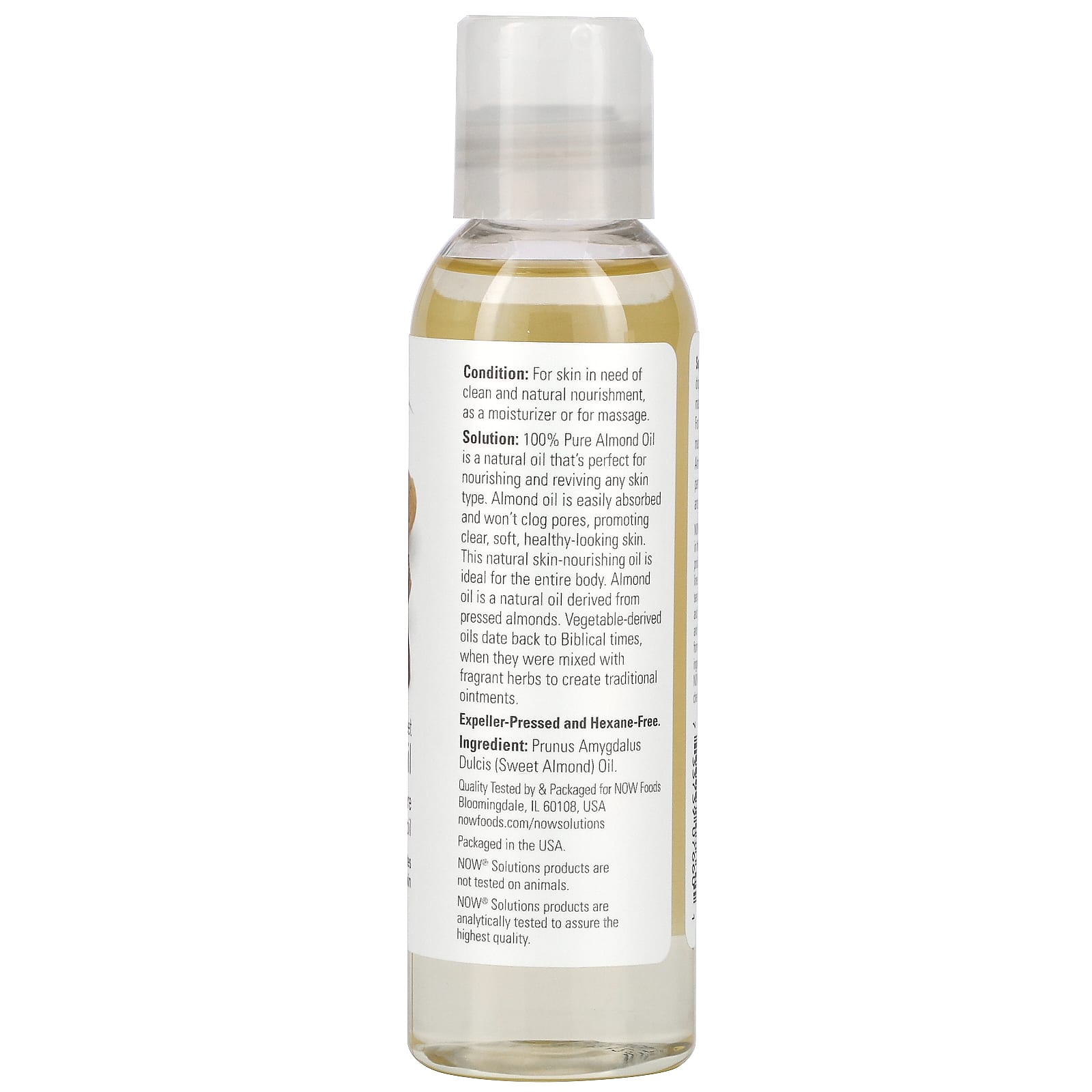 Now Foods, Almond Oil Sweet, 4 OZ oil UPC 733739076601 | HiLife Vitamins
