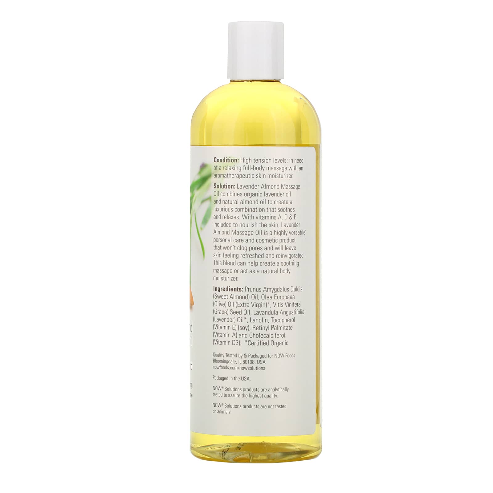 Now Foods, Almond Lavender Massage Oil, FL OZ oil UPC 733739076632 | HiLife Vitamins