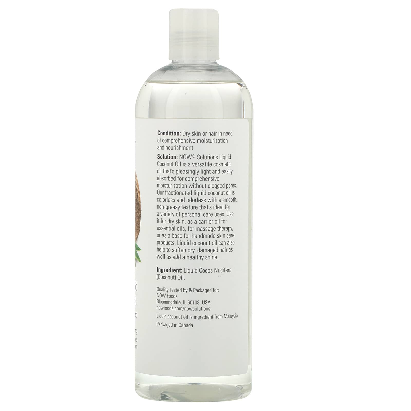 Now Foods, Liquid Coconut Oil Fractionated, 16 OZ oil UPC 733739077035 | HiLife Vitamins