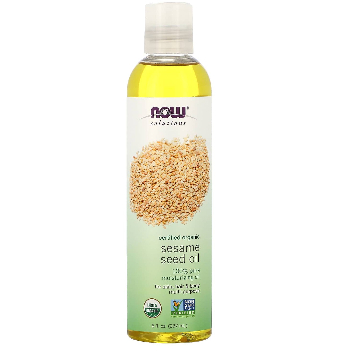 Now Foods, Sesame Oil Organic Moisturizing Oil 8oz, 8 OZ oil UPC 733739077240 | HiLife Vitamins