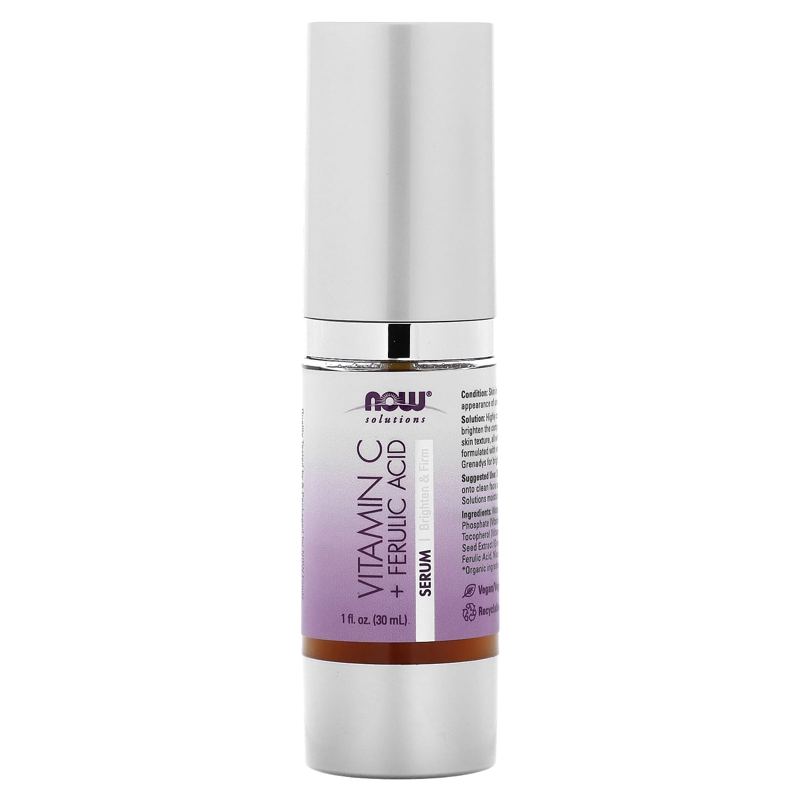 Now Foods, VITAMIN C + FERULIC ACID SERUM 1, 1 OZ UPC 733739077486 | HiLife Vitamins