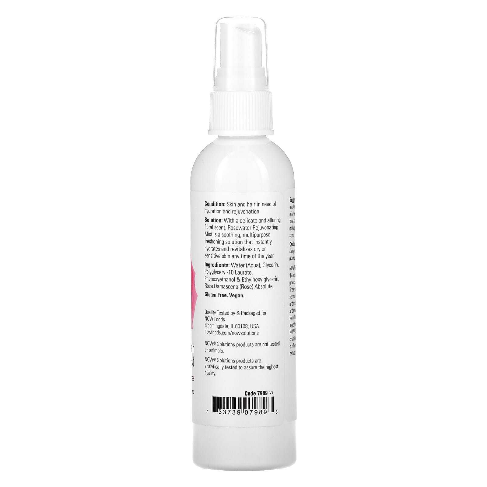Now Foods, ROSEWATER REJUVENATING SPRAY, 4 OZ UPC 733739079893 | HiLife Vitamins