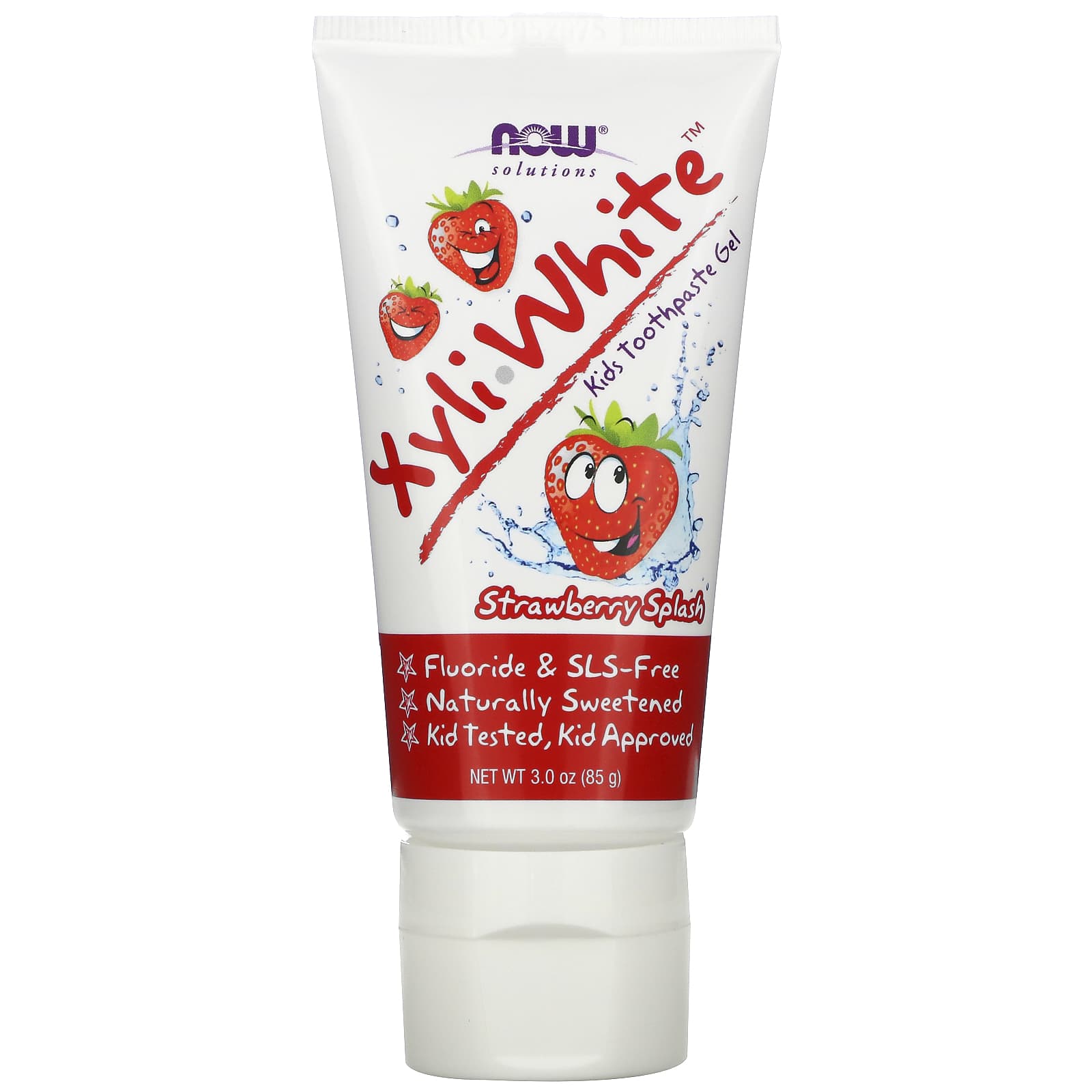 Now Foods, Xyliwhite Strawberry-Splash Kid's Toothpaste Tube, 3 oz OZ UPC 733739080974 | HiLife Vitamins
