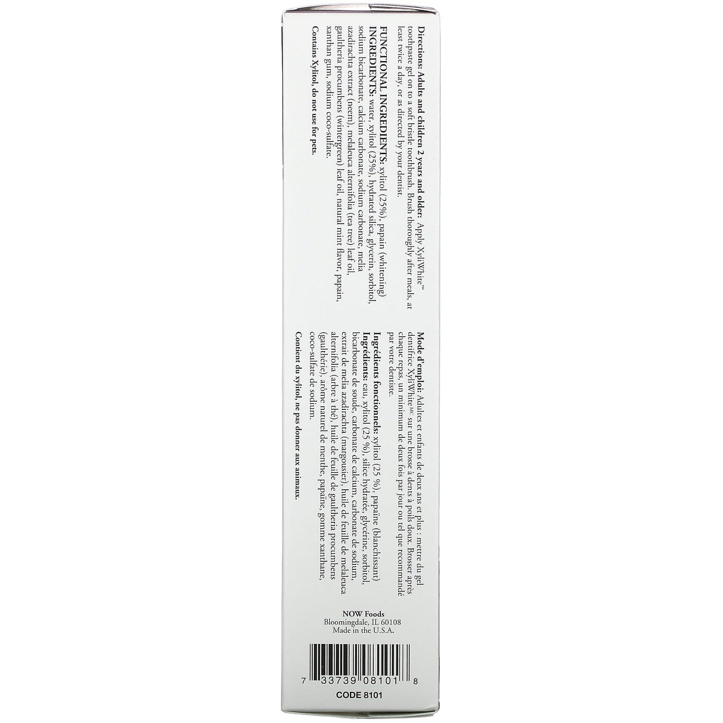 Now Foods, Xyliwhite Neem & Tea Tree Toothpaste, 6.4 Oz UPC 733739081018 | HiLife Vitamins