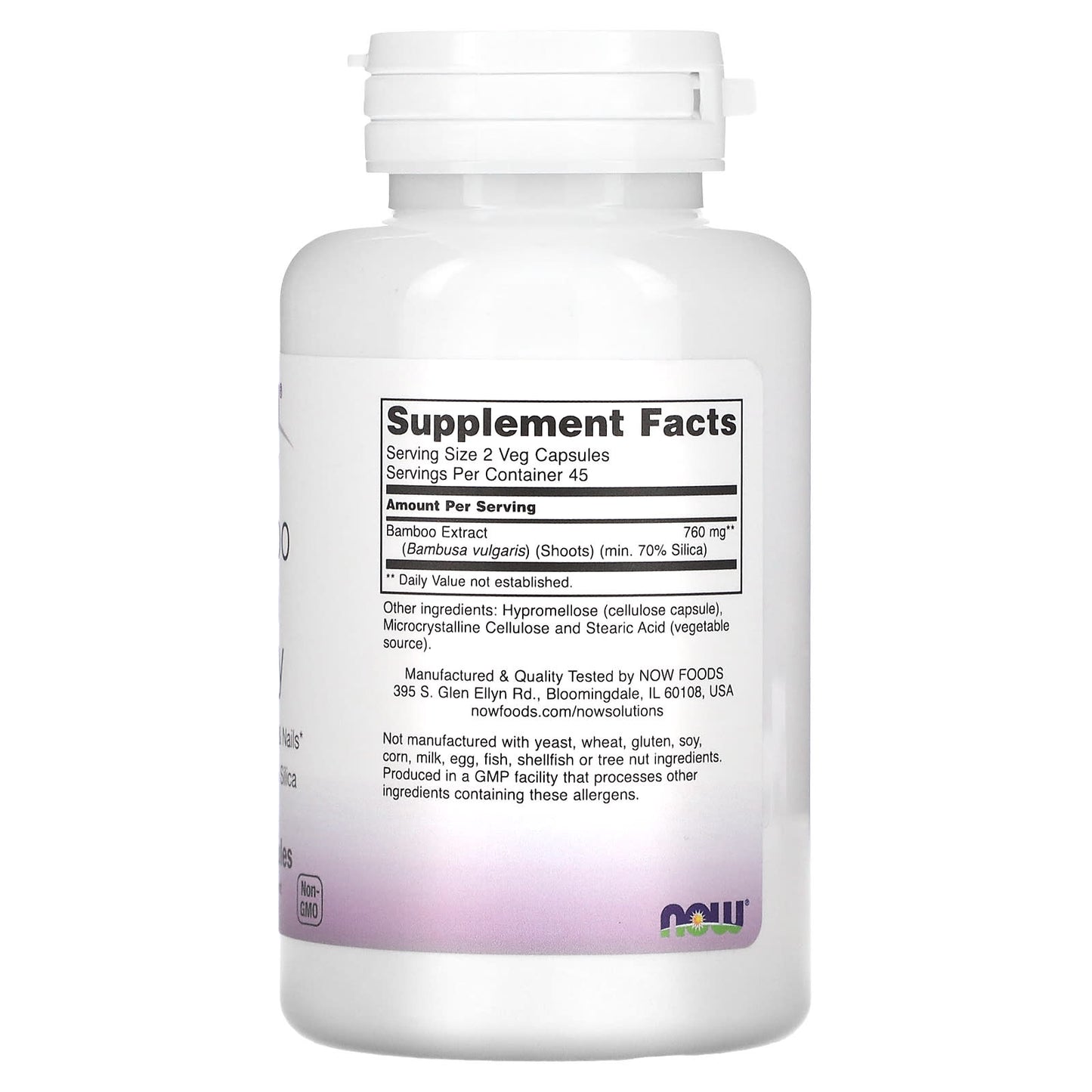 Now Foods, BAMBOO SILICA BEAUTY, 90 Veg Caps UPC 733739084040 | HiLife Vitamins
