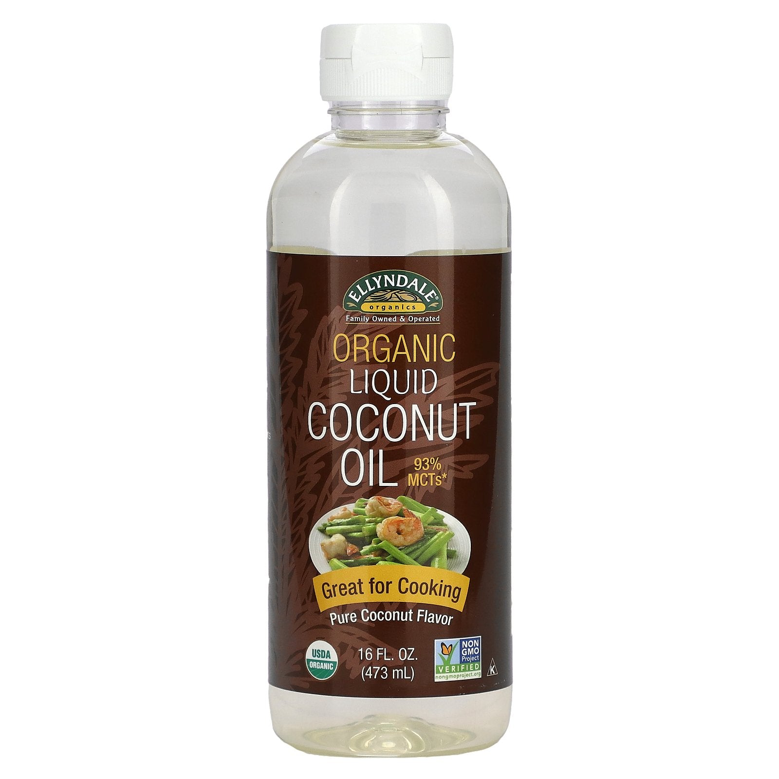 Now Foods, Ellyndale Organics, Organic Liquid Coconut Oil, Pure Coconut, 16 Oz UPC 854273005206 | HiLife Vitamins