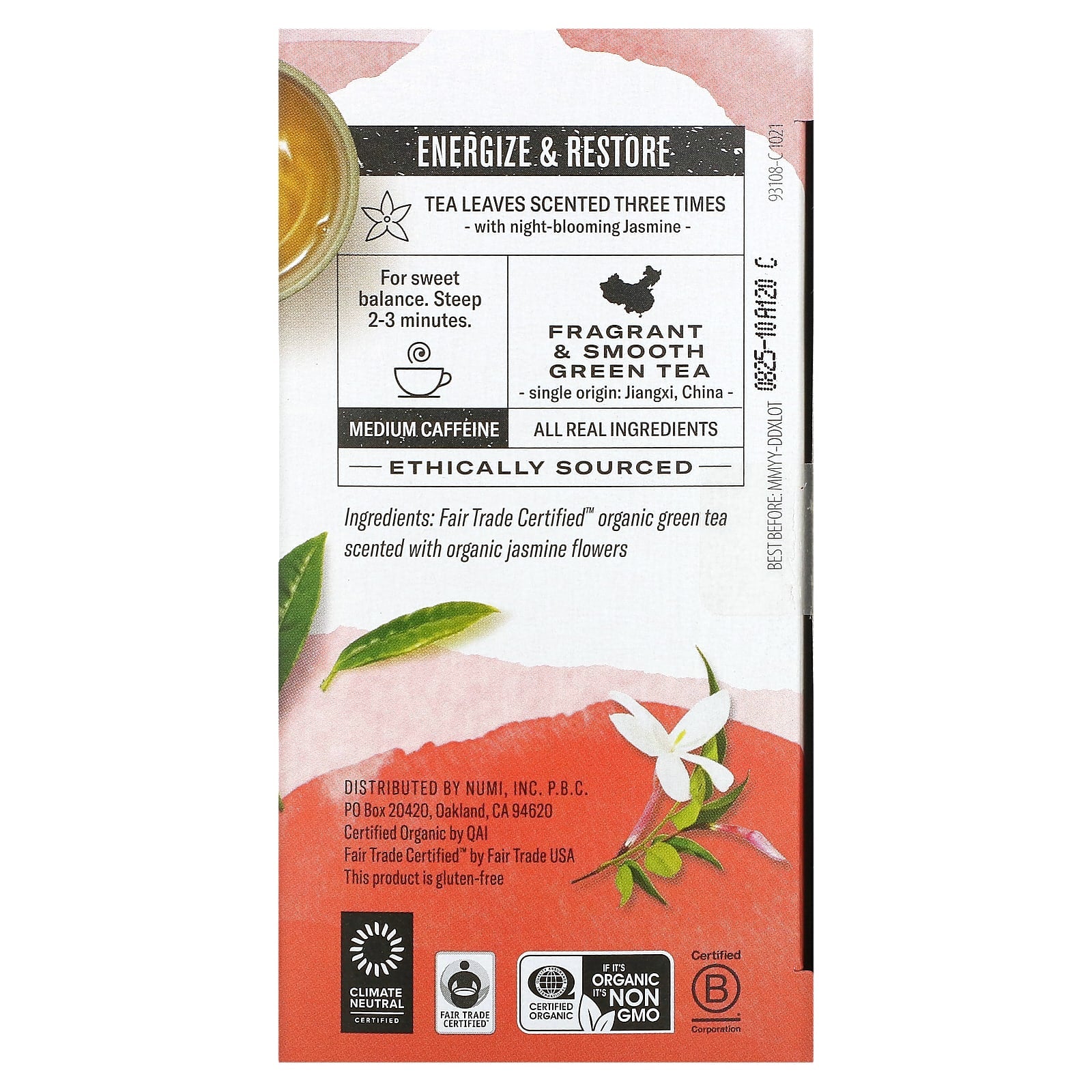 Numi Tea, Jasmin Green Tea, 18 UPC 680692101089 | HiLife Vitamins