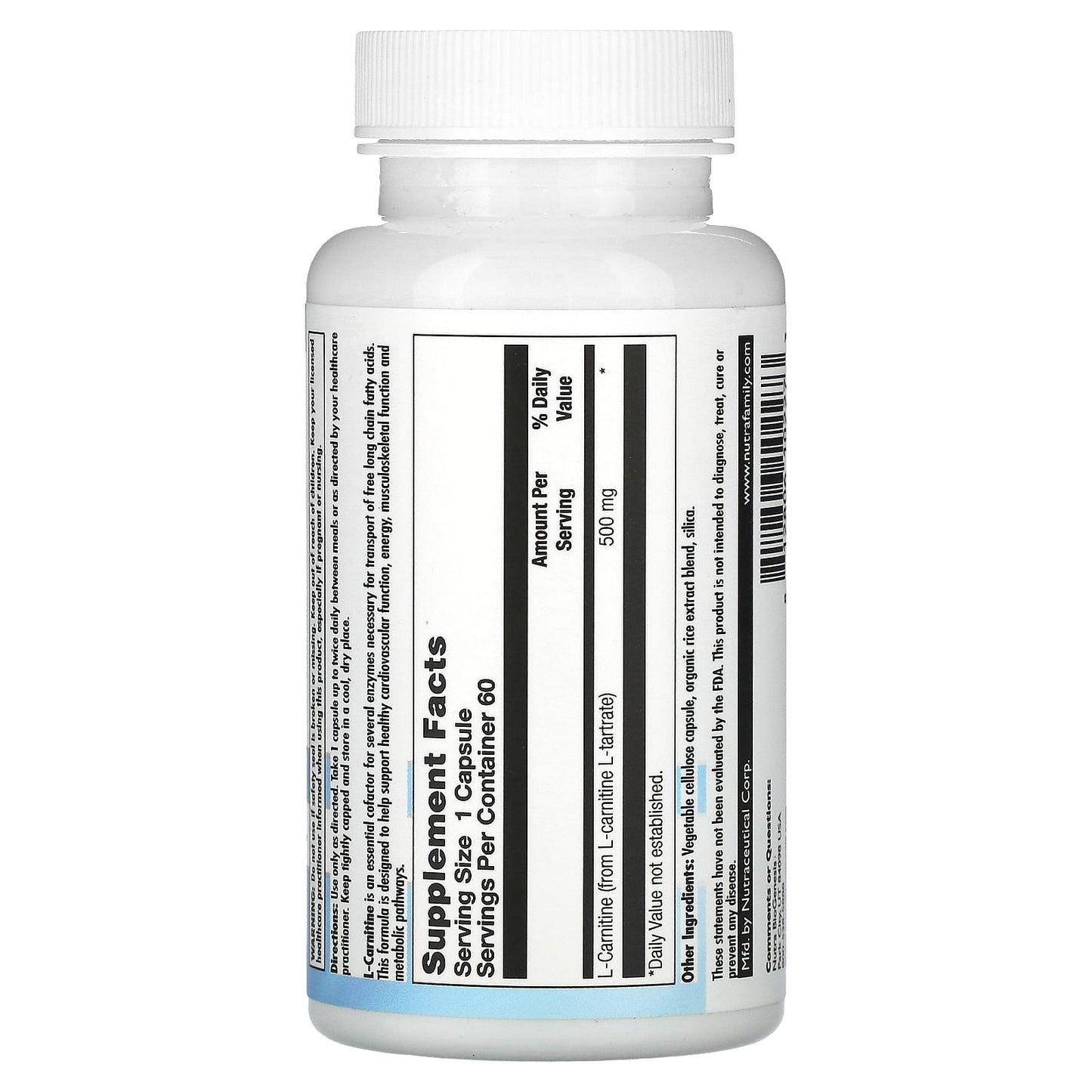 Nutra BioGenesis, L-Carnitine, 60 Vegatable Capsules UPC 812806102273 | HiLife Vitamins