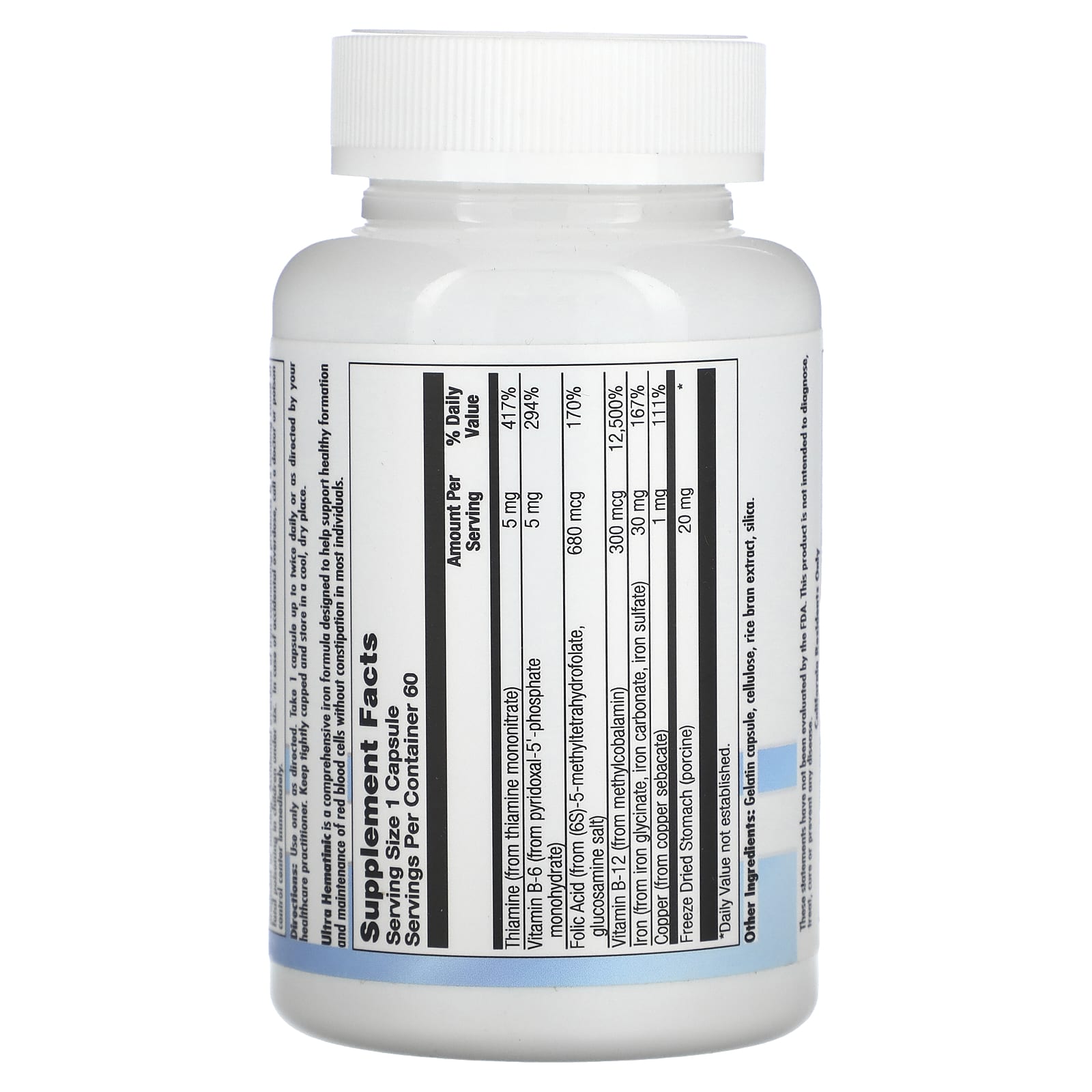 Nutra BioGenesis, Ultra Hematinic, 60 Capsules UPC 812806102464 | HiLife Vitamins