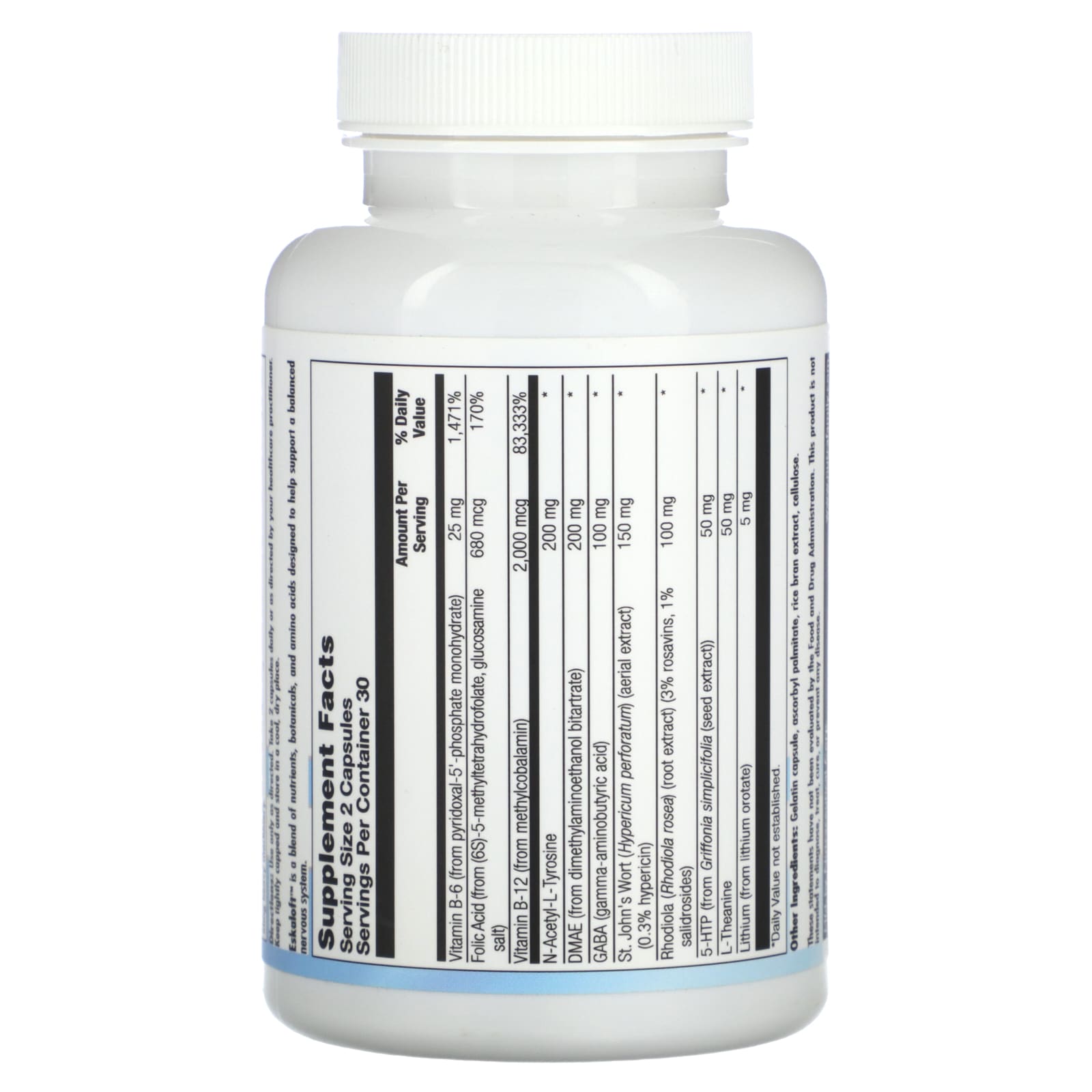 Nutra BioGenesis, Eskaloft, 60 Capsules UPC 812806102822 | HiLife Vitamins