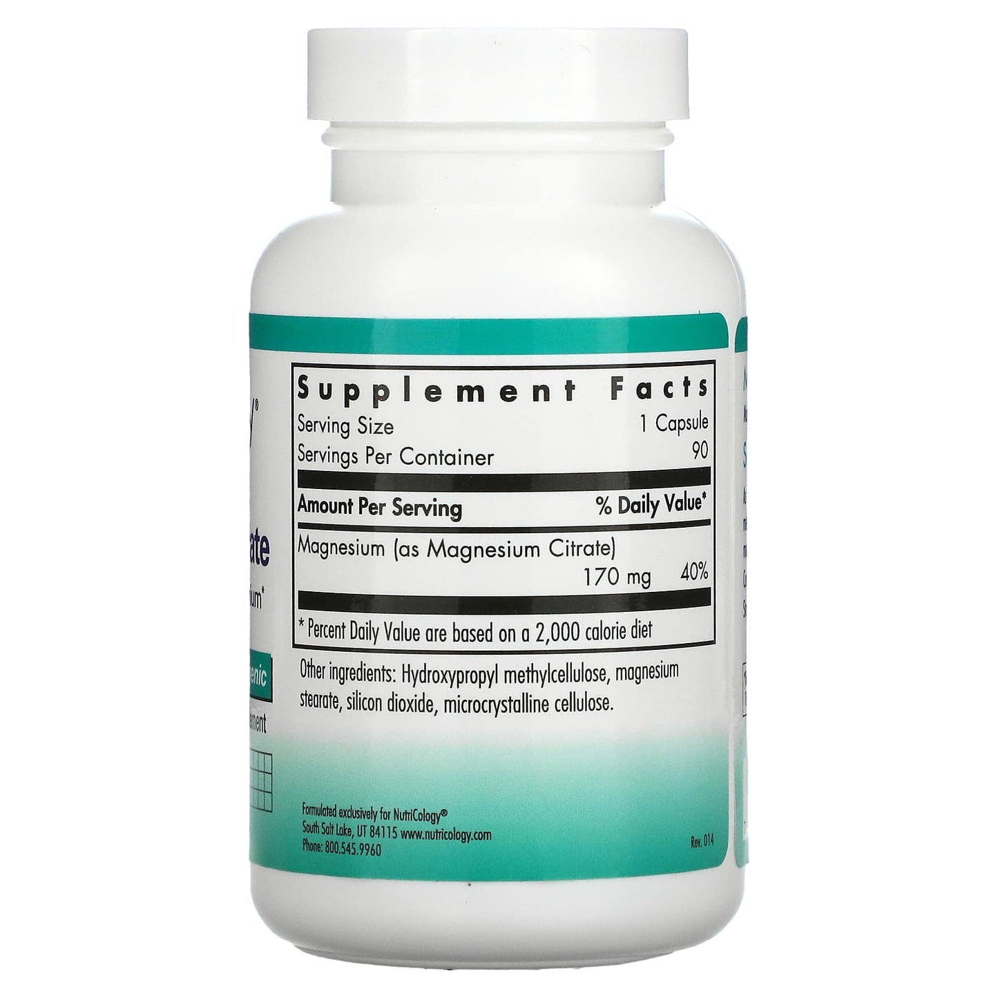 Nutricology, Magnesium Citrate, 90 Vegetarian Capsules UPC 713947502406 | Hilife Vitamins