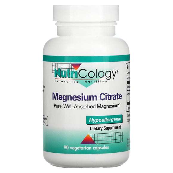 Nutricology, Magnesium Citrate, 90 Vegetarian Capsules - 713947502406 | Hilife Vitamins