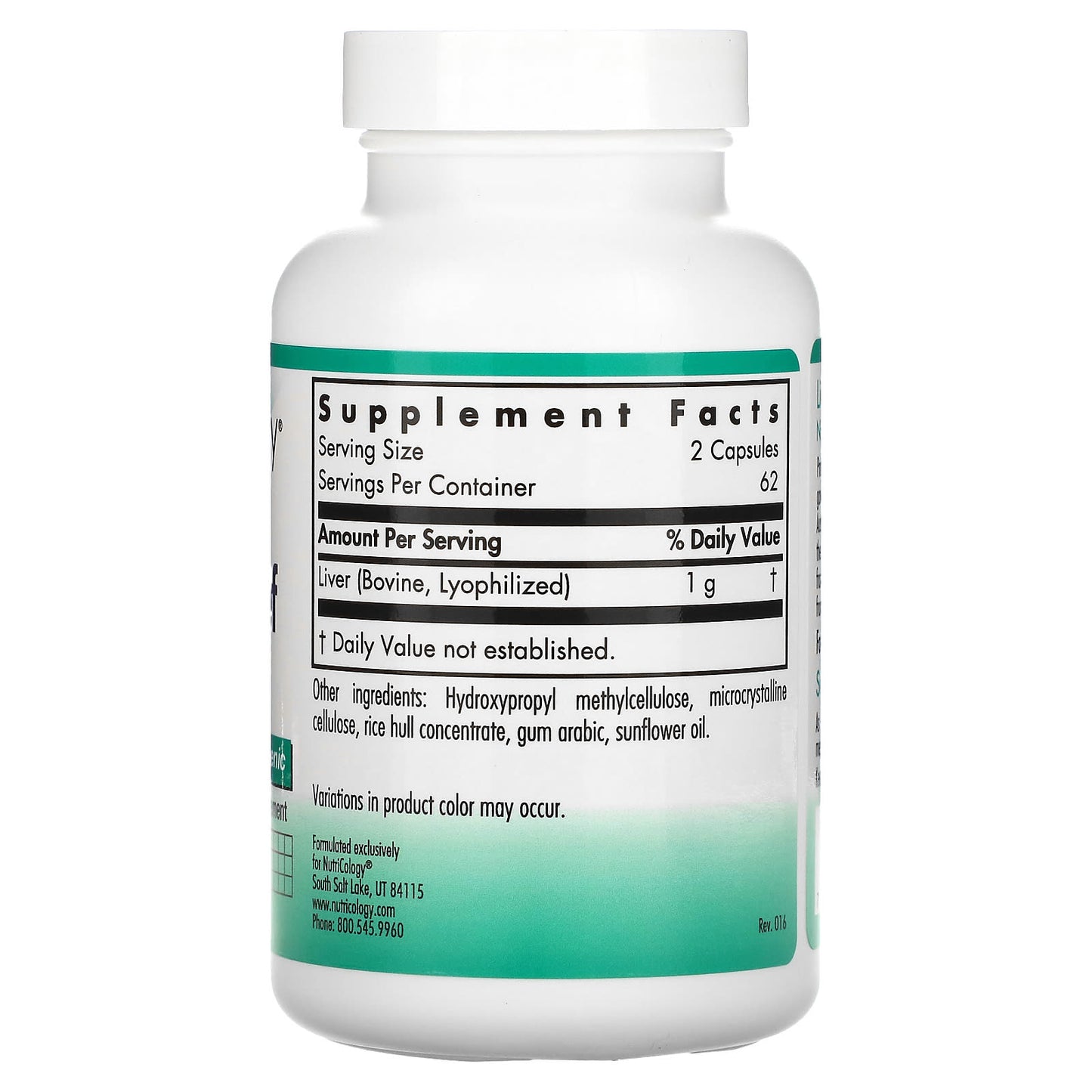 Nutricology, Liver 500 mg, 125 Capsules UPC 713947504707 | Hilife Vitamins