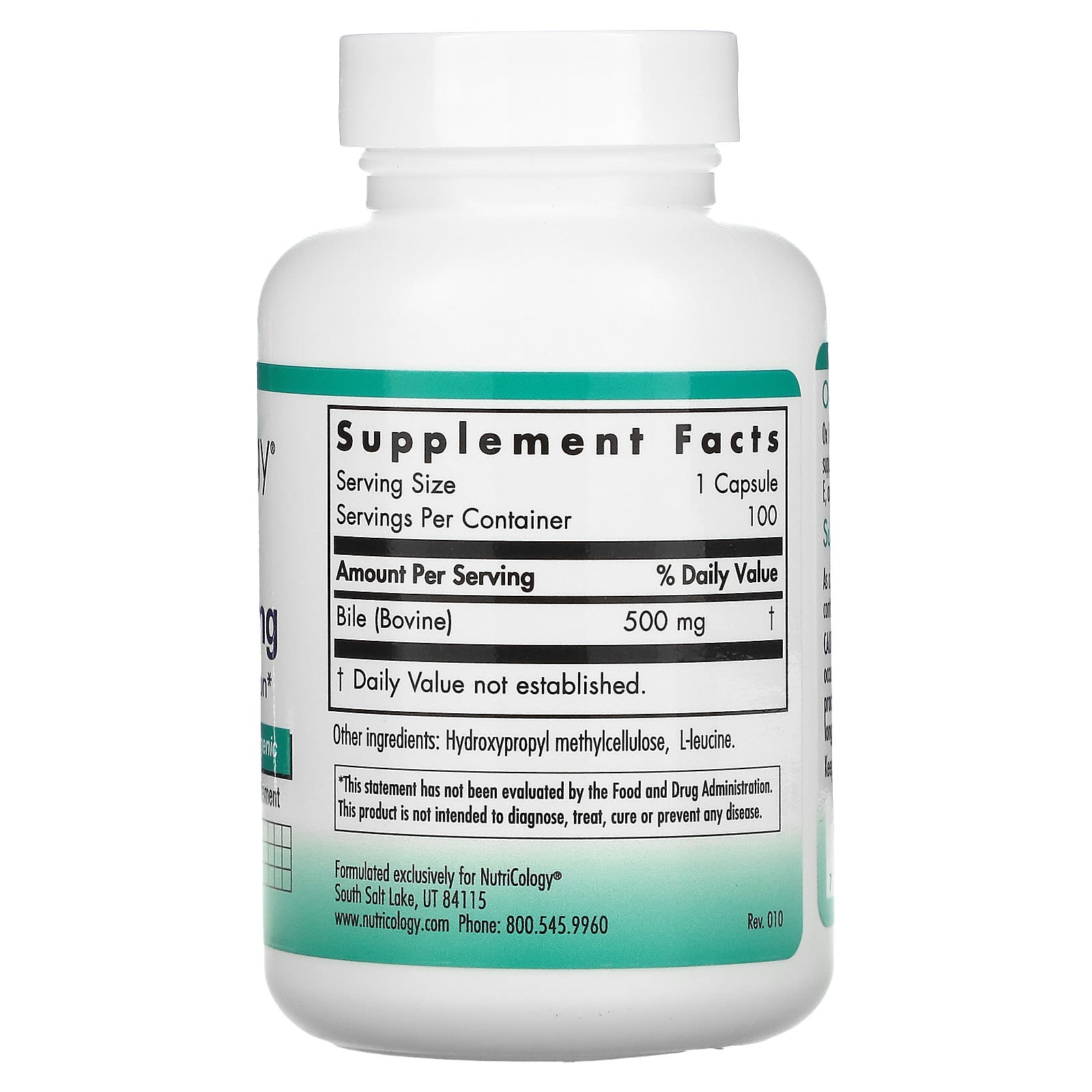Nutricology, Ox Bile 500 mg, 100 Vegicaps UPC 713947508507 | Hilife Vitamins