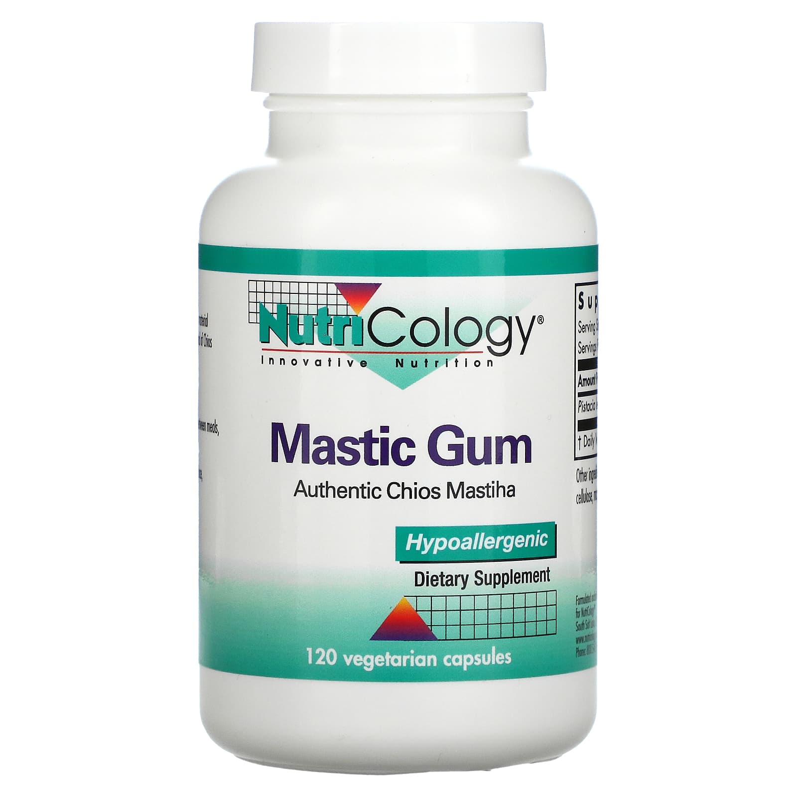 Nutricology, Mastic Gum, 120 Vegetarian Capsules UPC 713947536609 | Hilife Vitamins