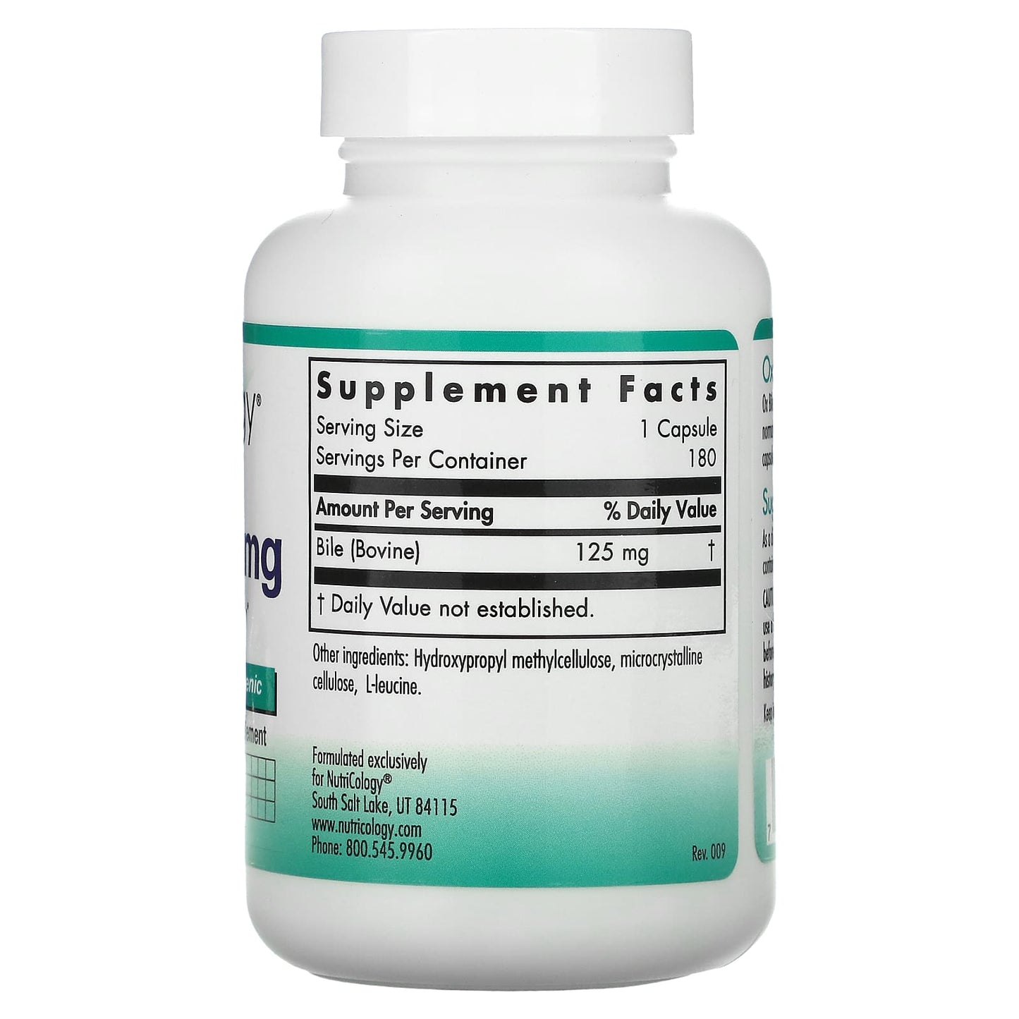 Nutricology, Ox Bile 125 mg, 180 Capsules UPC 713947563704 | Hilife Vitamins