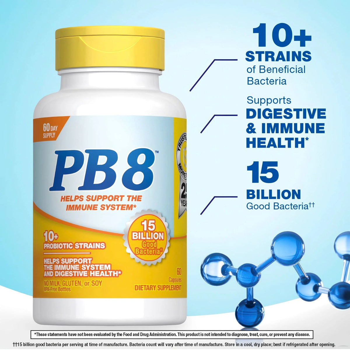 Nutrition Now, PB 8™, 15 Billion CFU, Immune Probiotic, 60 Capsules UPC 027917270982 | Hilife Vitamins