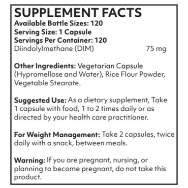Nutritional Frontiers, DIM, 120 Vegetarian Capsules UPC 815317017296 | Hilife Vitamins