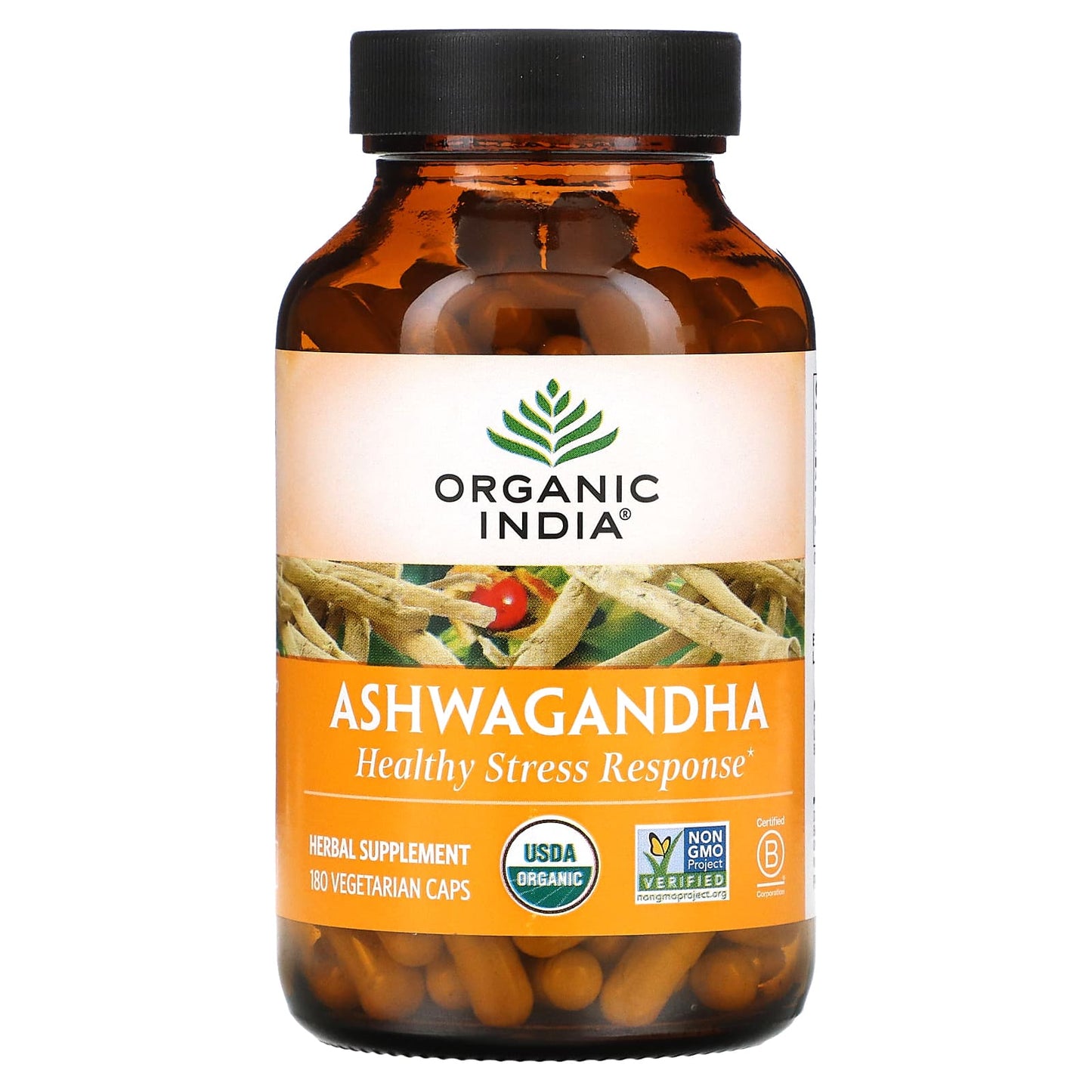 Organic India, Ashwagandha, 180 Vegetarian Capsules UPC 801541512461 | Hilife Vitamins