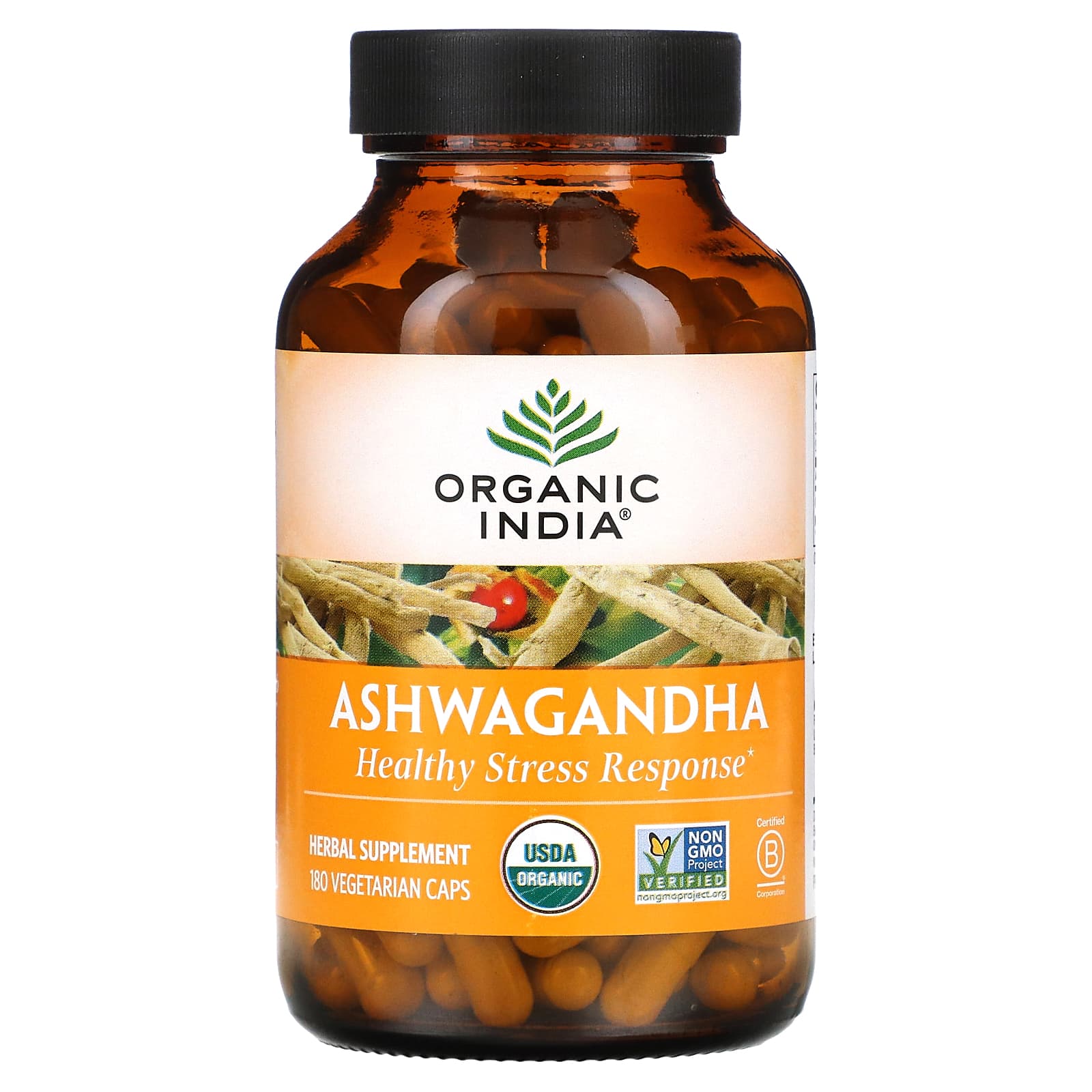 Organic India, Ashwagandha, 180 Vegetarian Capsules UPC 801541512461 | Hilife Vitamins