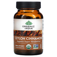 Organic India, Ceylon Cinnamon, 90 Vegetarian Capsules UPC 801541512584 | Hilife Vitamins