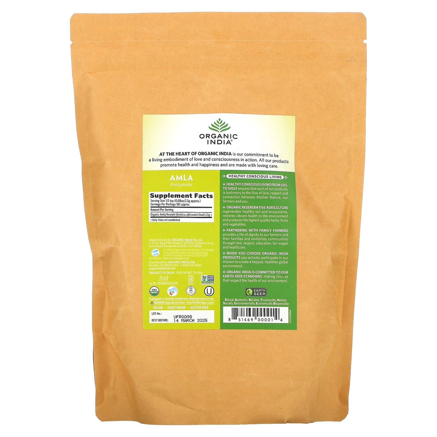 Organic India, Bulk Herb Amalaki Powder, 1 UPC 851469000014 | Hilife Vitamins
