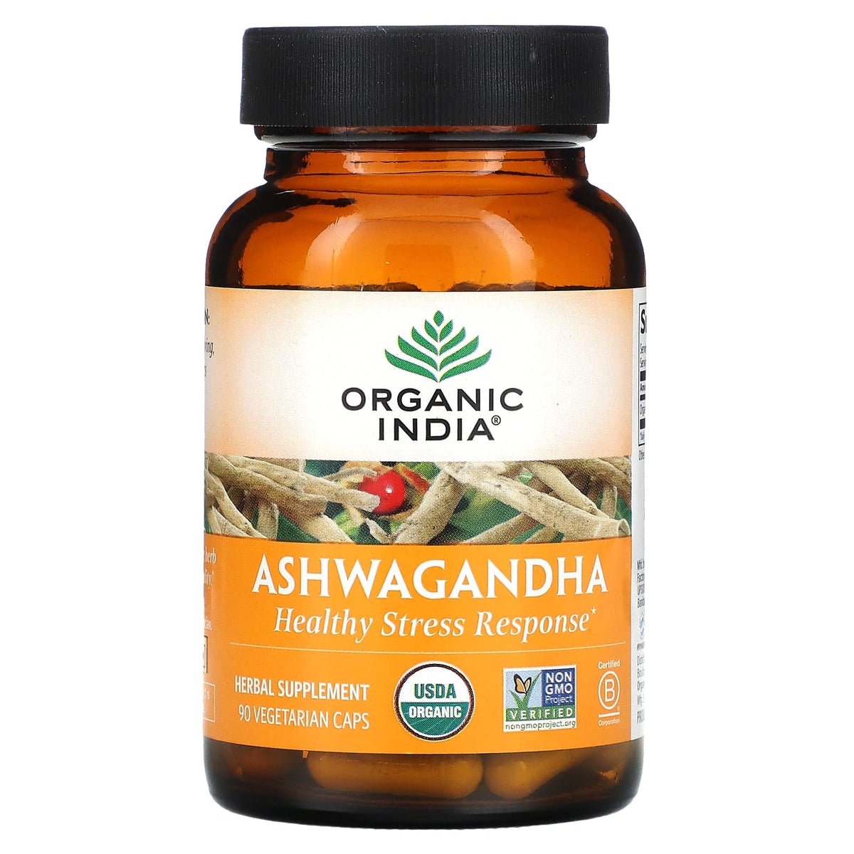Organic India, Ashwagandha, 90 Vegetarian Capsules UPC 851469000168 | Hilife Vitamins