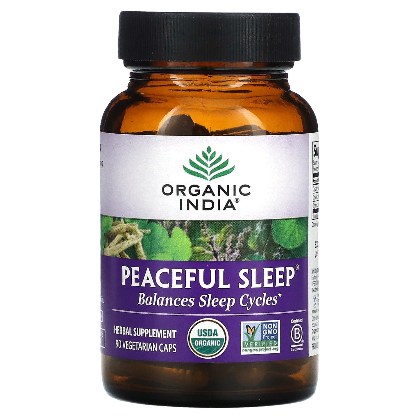 Organic India, Peaceful Sleep, 90 Vegetarian Capsules UPC 851469000526 | Hilife Vitamins
