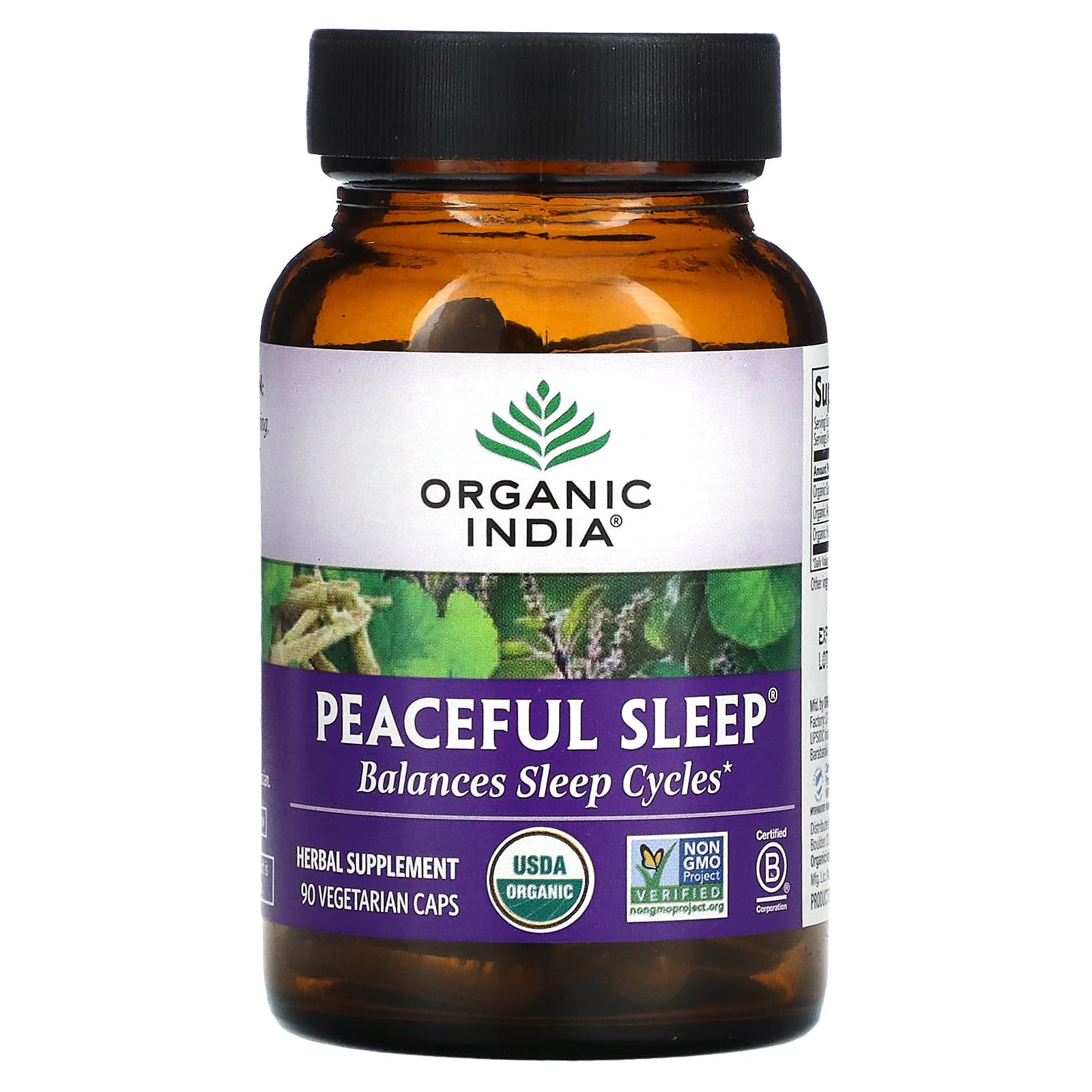Organic India, Peaceful Sleep, 90 Vegetarian Capsules UPC 851469000526 | Hilife Vitamins