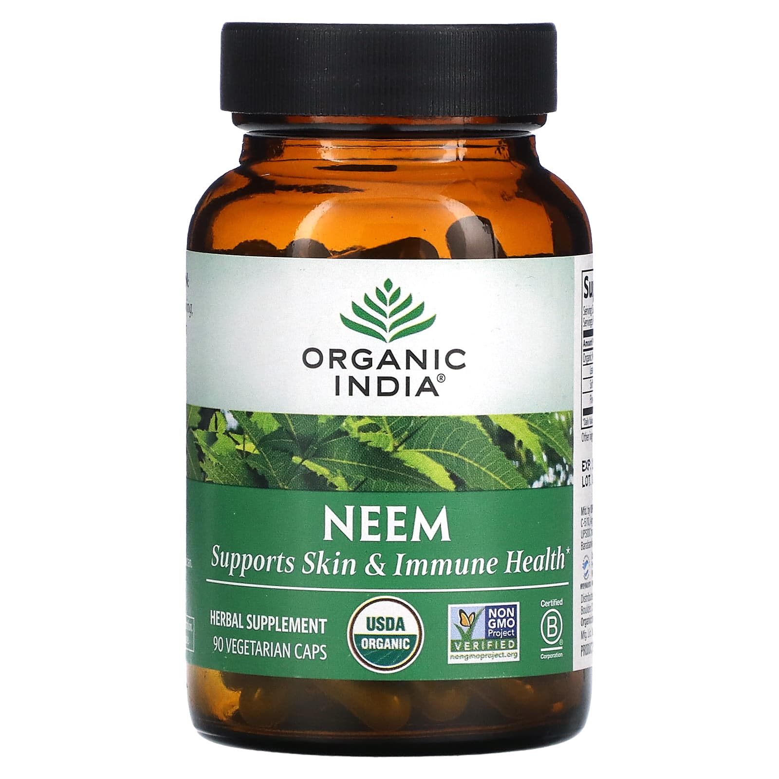 Organic India, Neem, 90 Vegetarian Capsules UPC 851469000540 | Hilife Vitamins