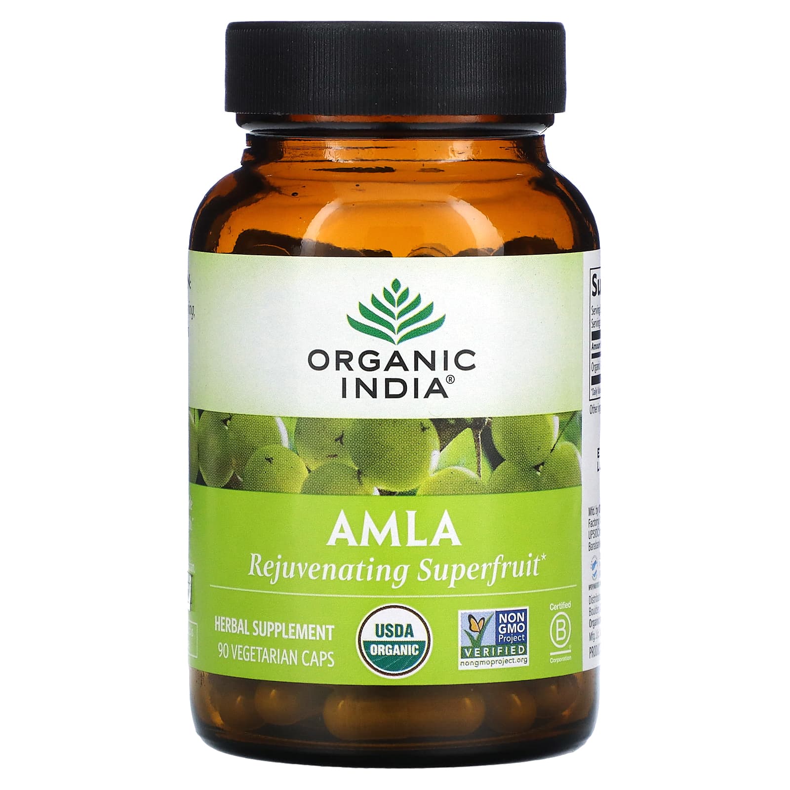 Organic India, Amla, 90 Vegetarian Capsules UPC 851469000717 | Hilife Vitamins