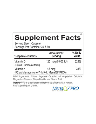Ortho Molecular, Vitamin K2 + D3, 60 Capsules UPC 615033001254 | Hilife Vitamins