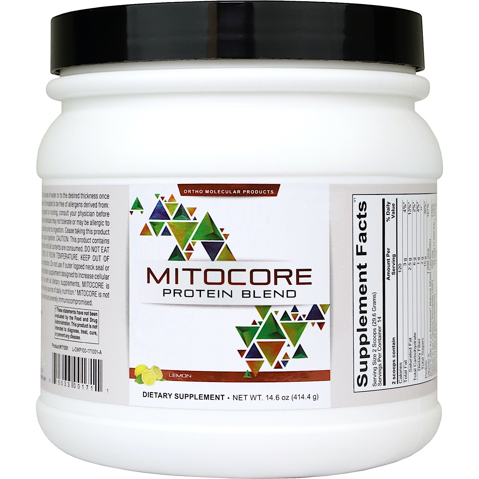 Ortho Molecular, MITOCORE PROTEIN BLEND Lemon UPC 615033001711 | HiLife Vitamins