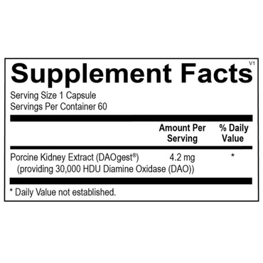 Ortho Molecular, DAO Enzyme, 60 Capsules UPC 615033001780 | Hilife Vitamins