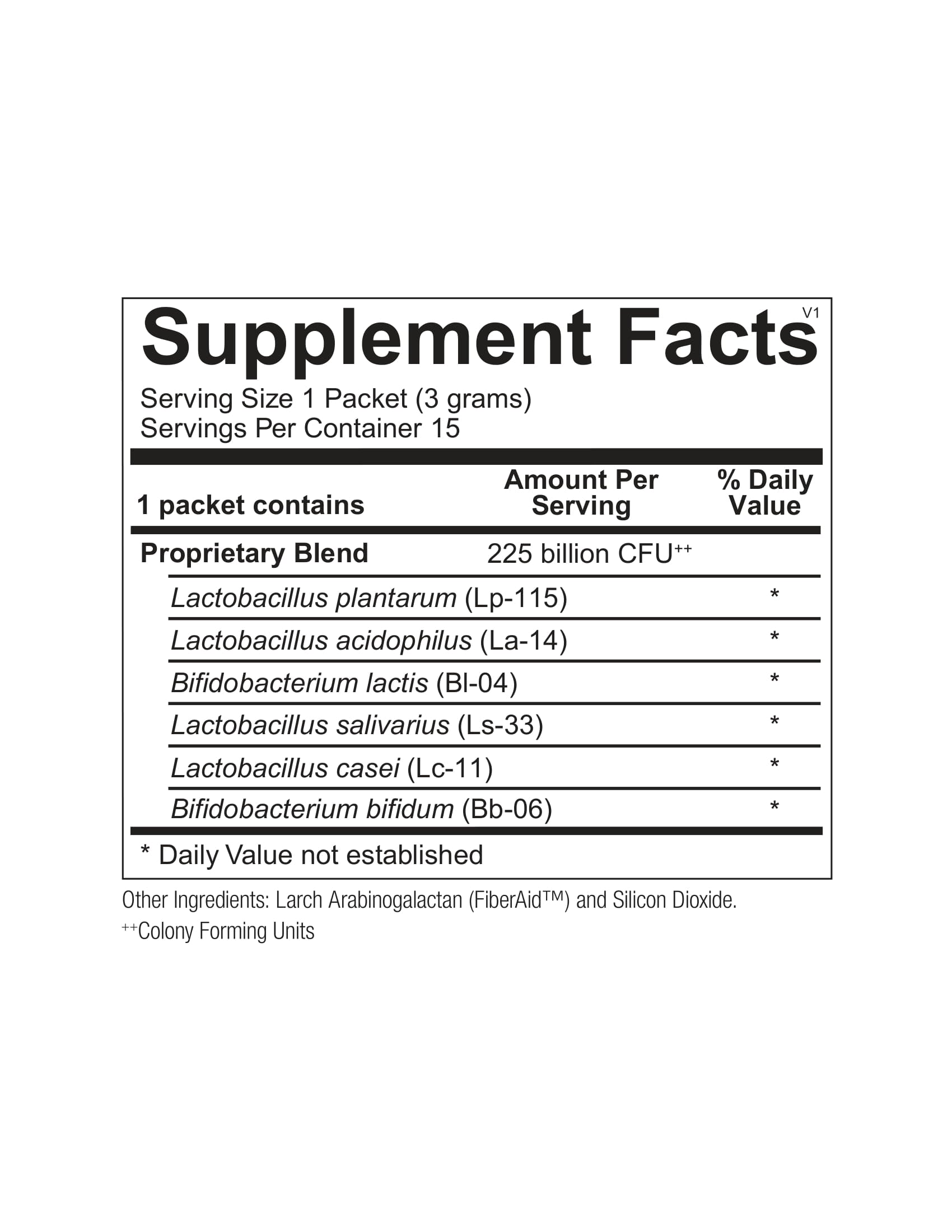 Ortho Molecular, ProBiotic 225 billion CFU, 15 Packets UPC 615033004705 | HiLife Vitamins