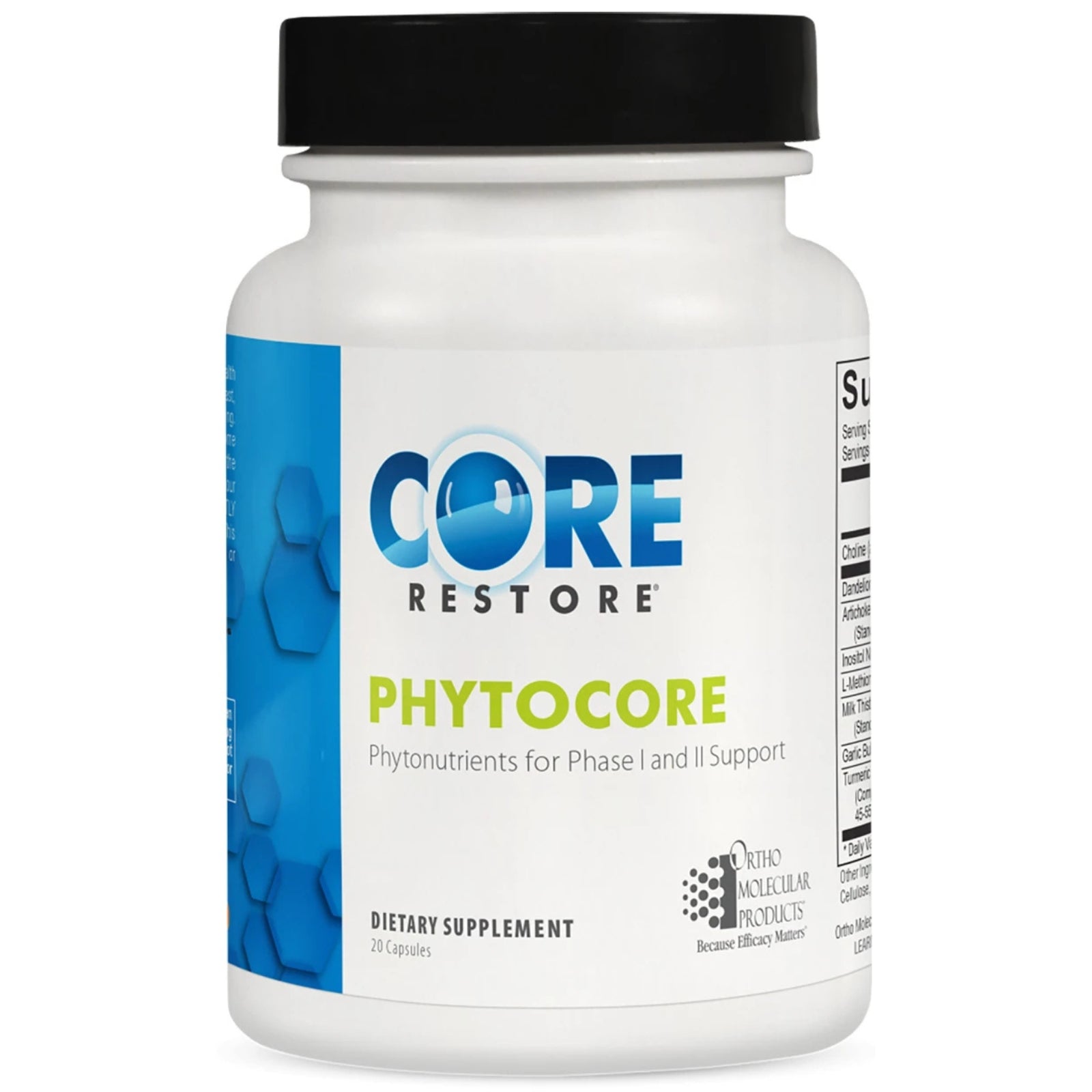 Ortho Molecular, PhytoCore, 20 Capsules UPC 615033005238 | Hilife Vitamins