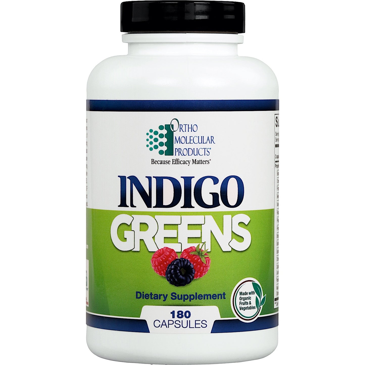 Ortho Molecular, INDIGO GREENS, 180 Capsules UPC 615033006129 | HiLife Vitamins