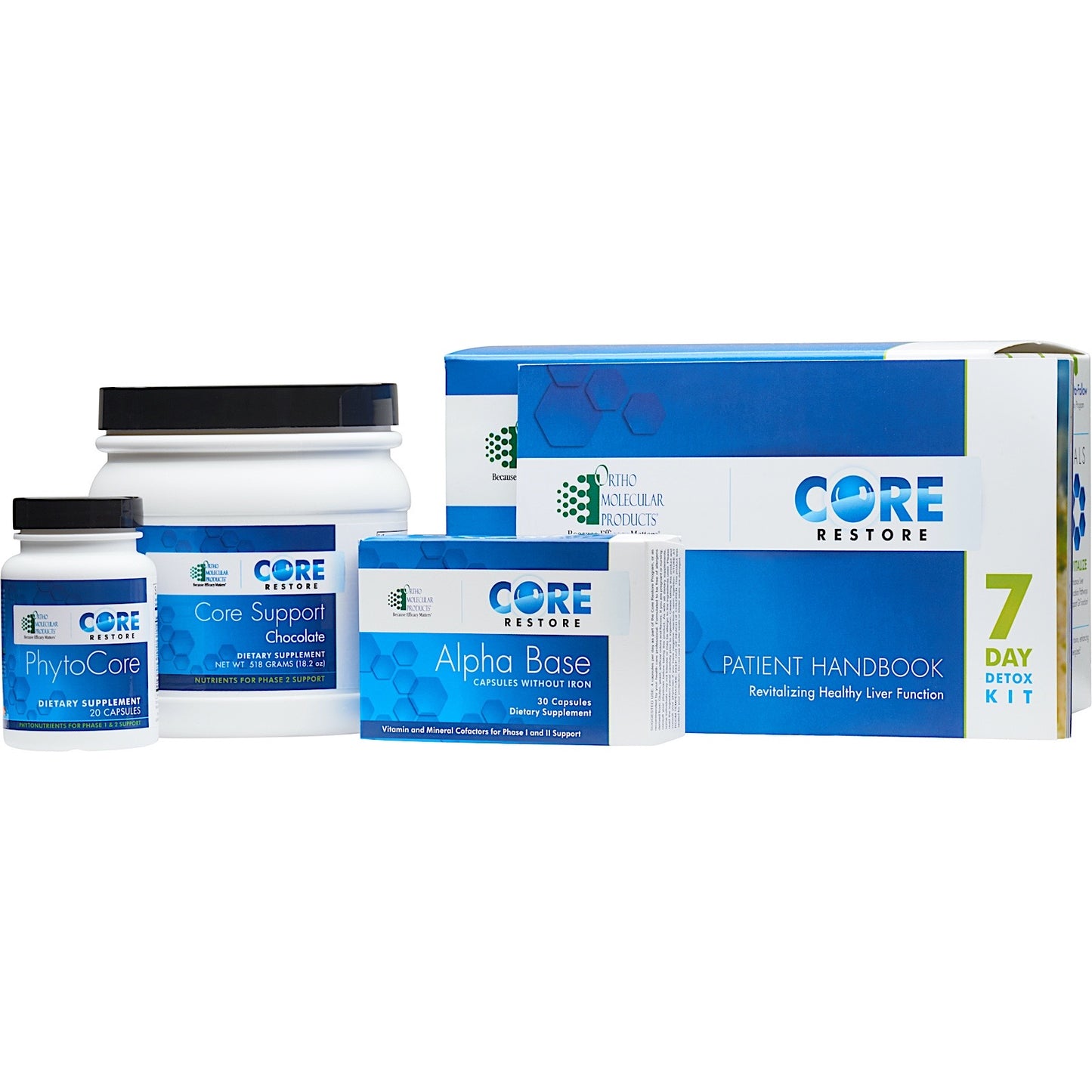Ortho Molecular, Core Restore 7-Day Detox Kit, Chocolate Flavor UPC 615033006914 | HiLife Vitamins