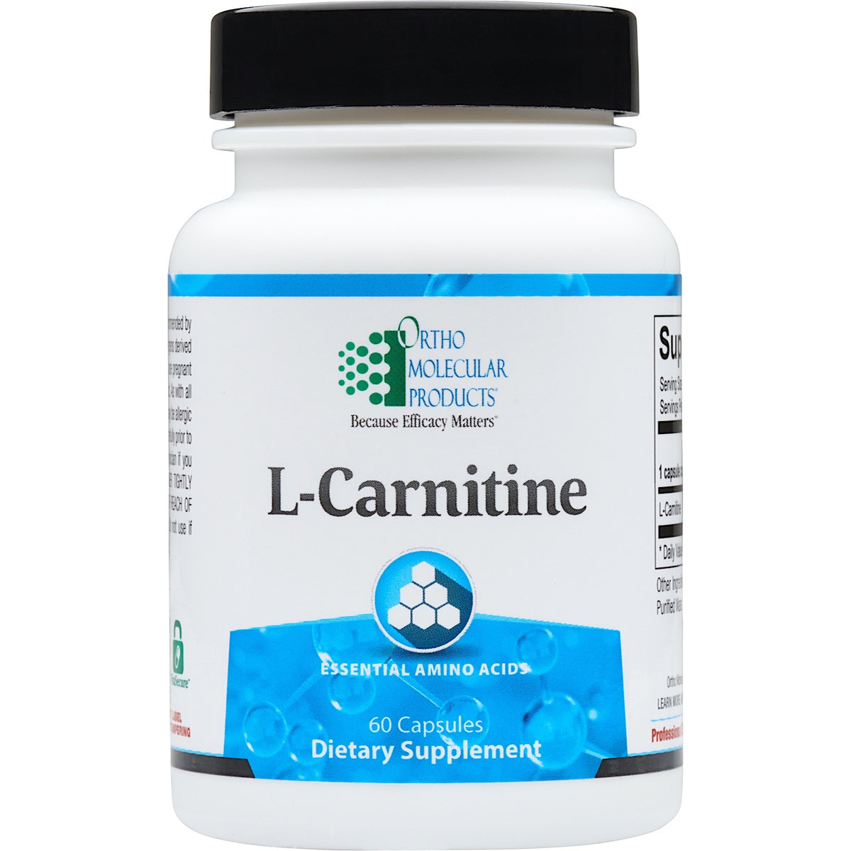 Ortho Molecular, L-Carnitine, 60 Capsules UPC 615033007300 | Hilife Vitamins