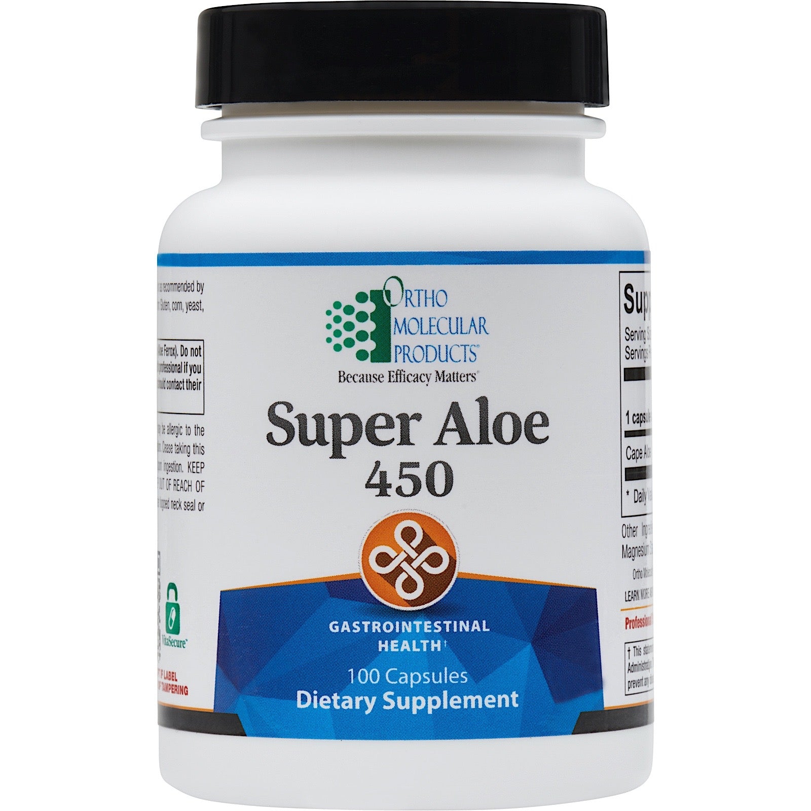 Ortho Molecular, Super Aloe 450, 100 Capsules UPC 615033008208 | HiLife Vitamins