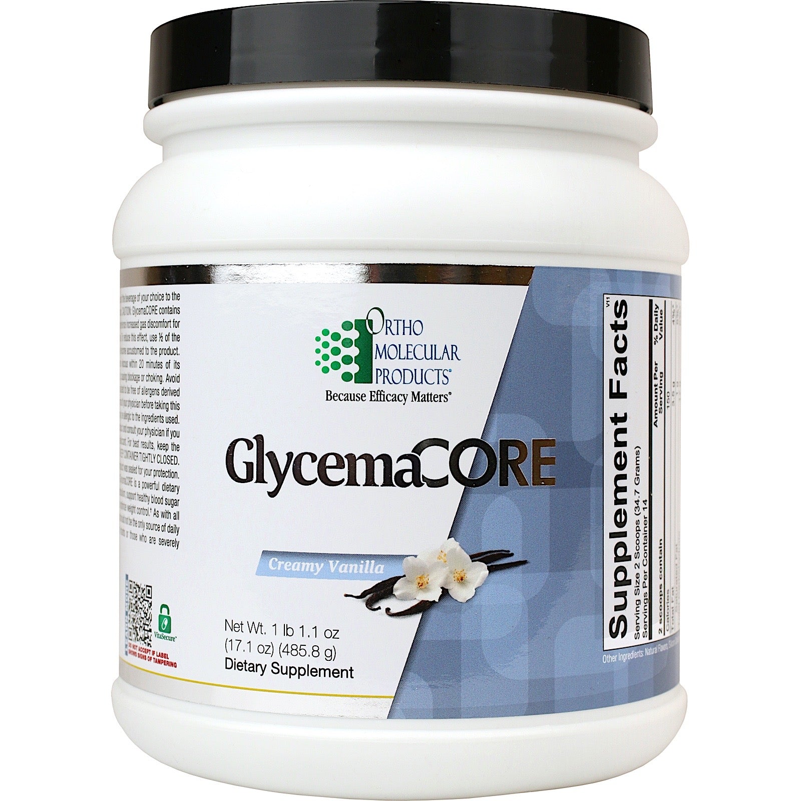 Ortho Molecular, GLYCEMACORE VANILLA, 14 Servings UPC 615033009229 | HiLife Vitamins