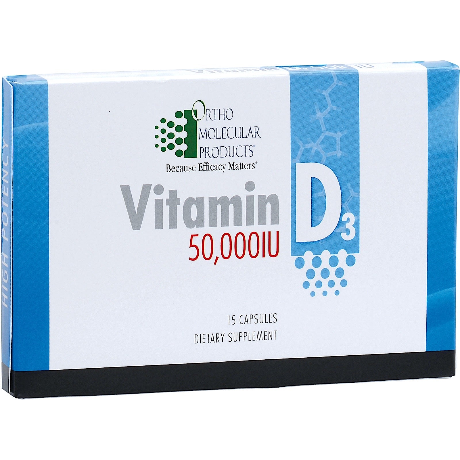 Ortho Molecular, Vitamin D3 50000 IU 1 Box, 15 Capsules UPC 615033011031 | HiLife Vitamins