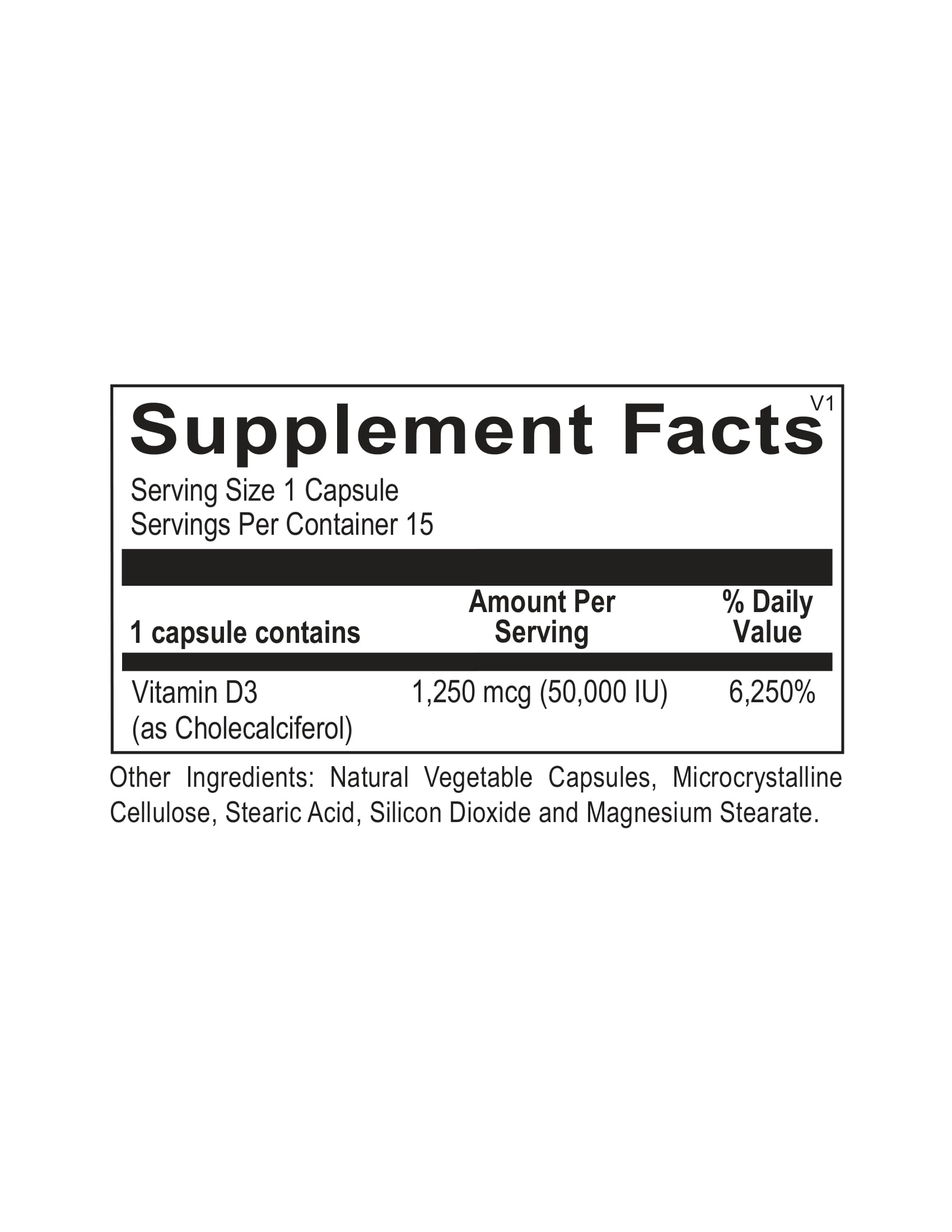 Ortho Molecular, Vitamin D3 50000 IU 1 Box, 15 Capsules UPC 615033011031 | HiLife Vitamins