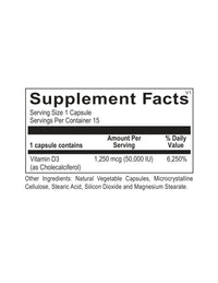 Ortho Molecular, Vitamin D3 50000 IU 1 Box, 15 Capsules UPC 615033011031 | HiLife Vitamins