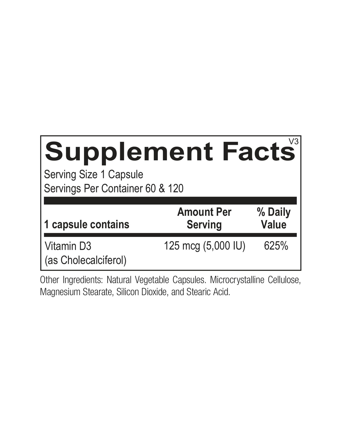 Ortho Molecular, Vitamin D 5000 IU, 120 Capsules UPC 615033011161 | HiLife Vitamins