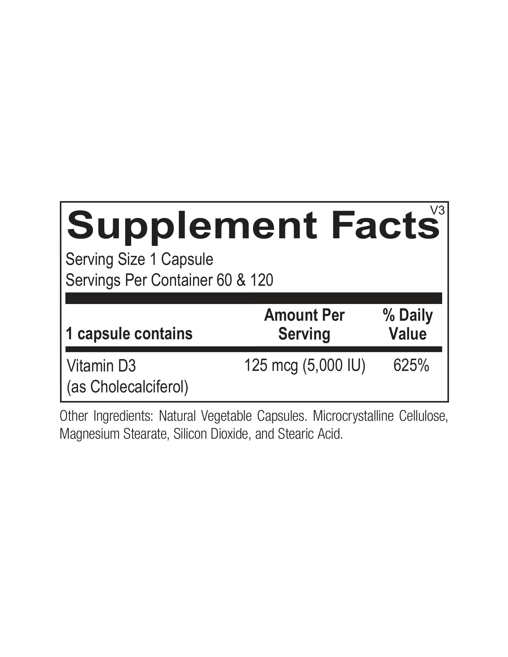 Ortho Molecular, Vitamin D 5000 IU, 120 Capsules UPC 615033011161 | HiLife Vitamins