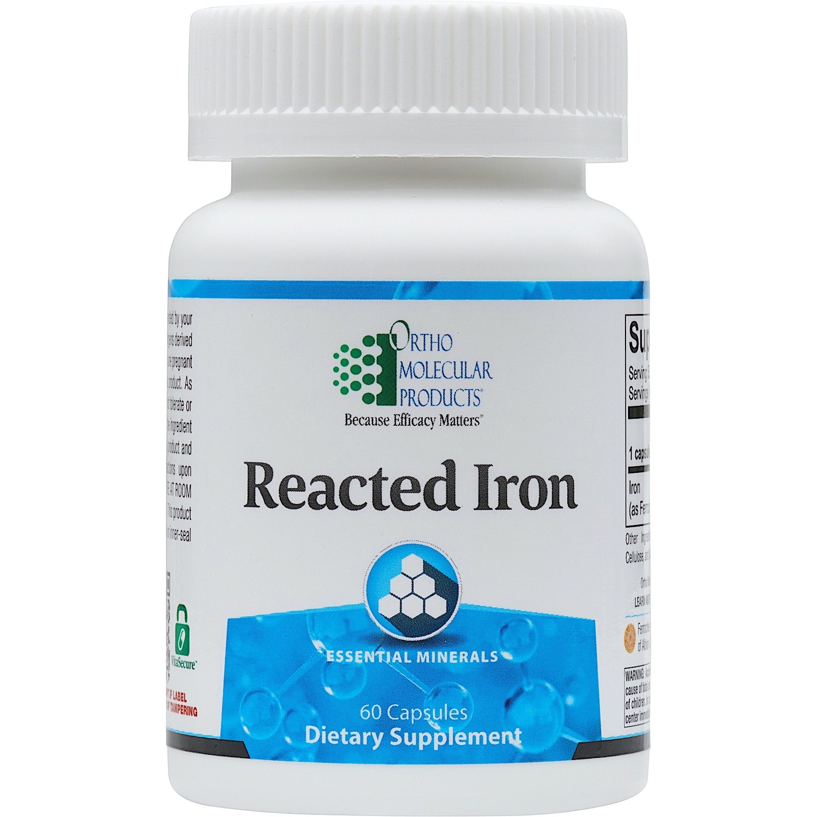 Ortho Molecular, Reacted Iron, 60 Capsules UPC 615033012595 | HiLife Vitamins