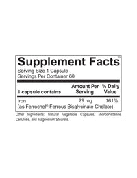 Ortho Molecular, Reacted Iron, 60 Capsules UPC 615033012595 | HiLife Vitamins